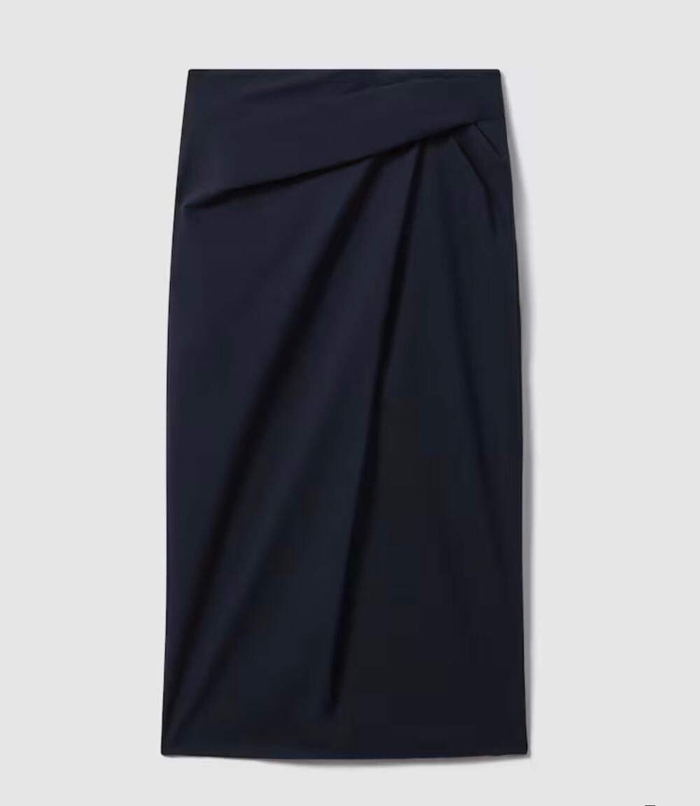 REISS Nadia Navy Wrap Front Midi Skirt NWT US 2 UK 6 $225